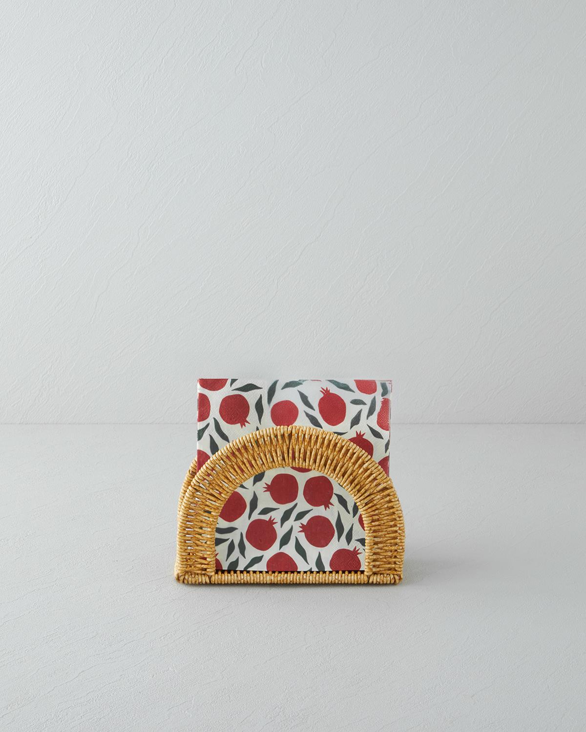 Wicker Plastik Rattan Peçetelik 19x13 cm Açık Kahverengi