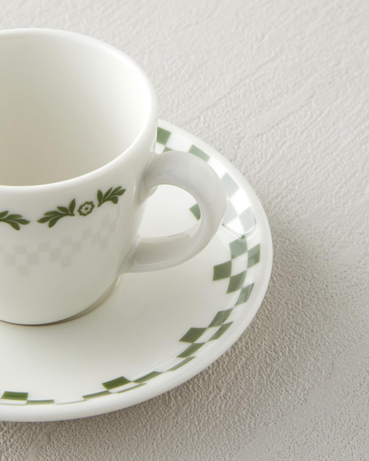 Wild Blossom Bone Porselen 4 Parça 2 Kişilik Kahve Fincan Takımı 90 ml Yeşil