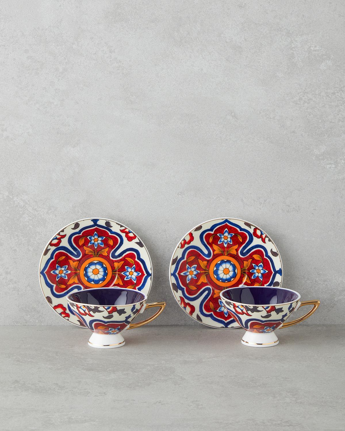 Willow New Bone China 4 Parça 2 Kişilik Kahve Fincan Takımı 90 ml Renkli