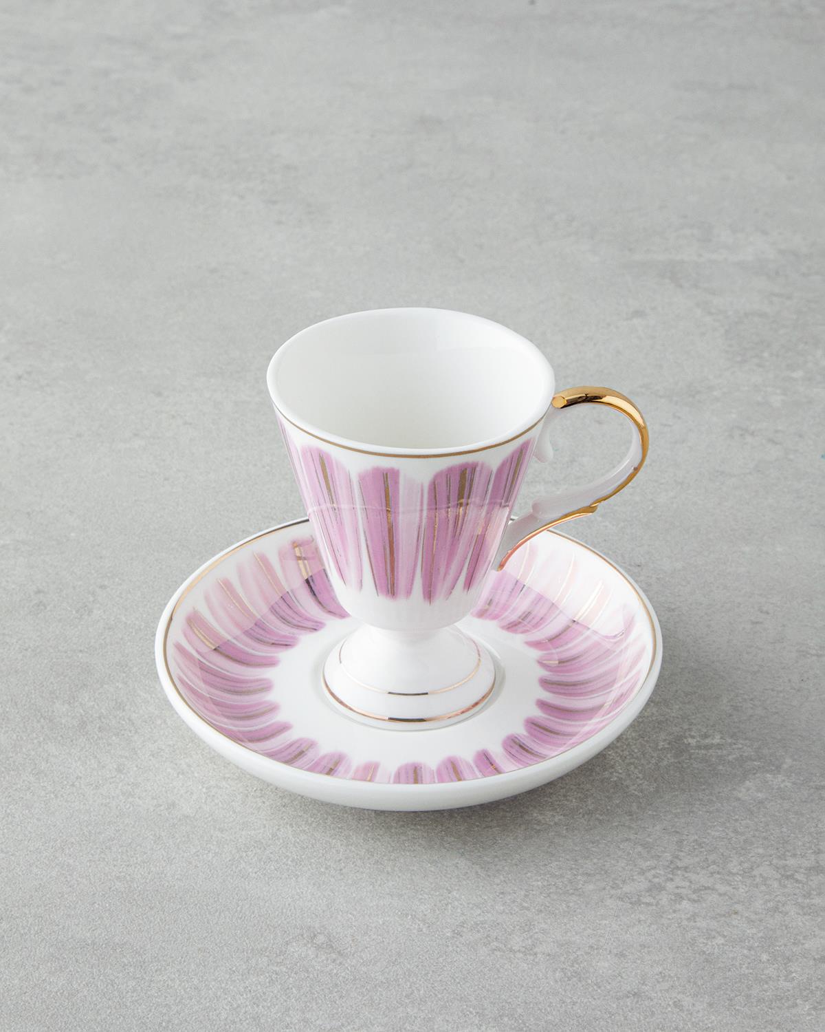 Winnie Porselen 4 Parça 2 Kişilik Kahve Fincan Takımı 90 ml Pembe - Mavi
