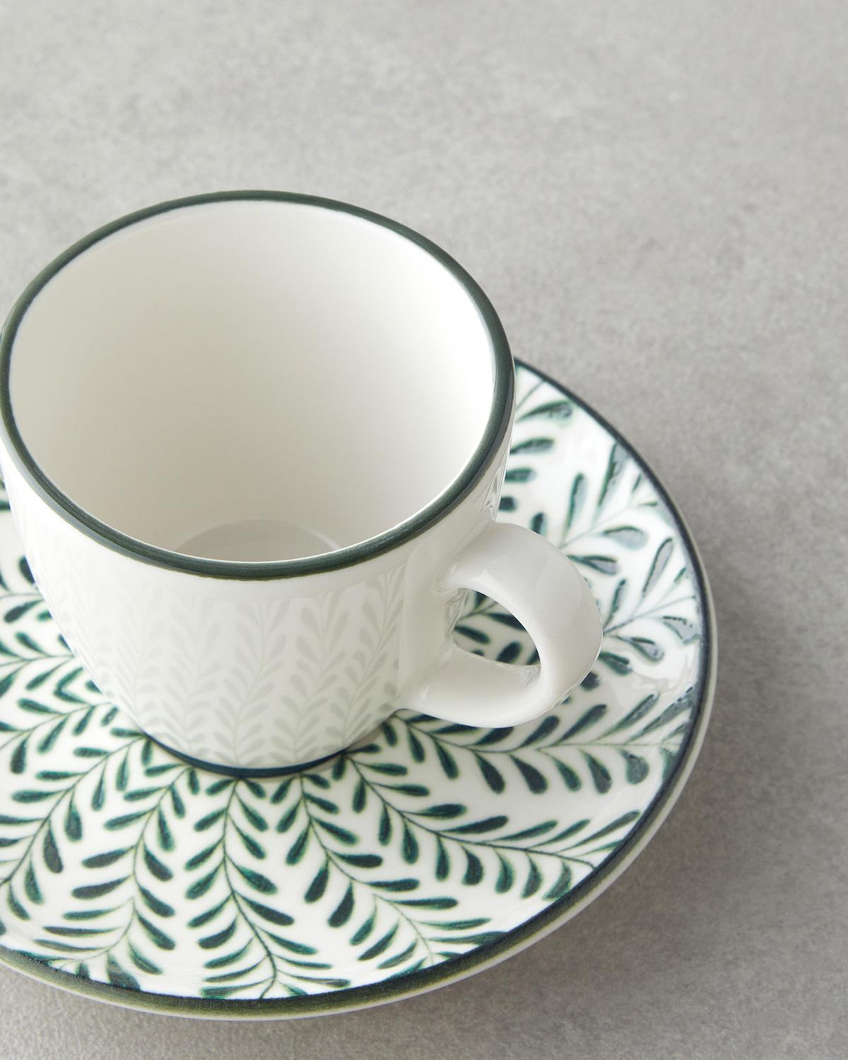 Winsome Bone Porselen 4 Parça 2 Kişilik Kahve Fincan Takımı 90 ml Yeşil