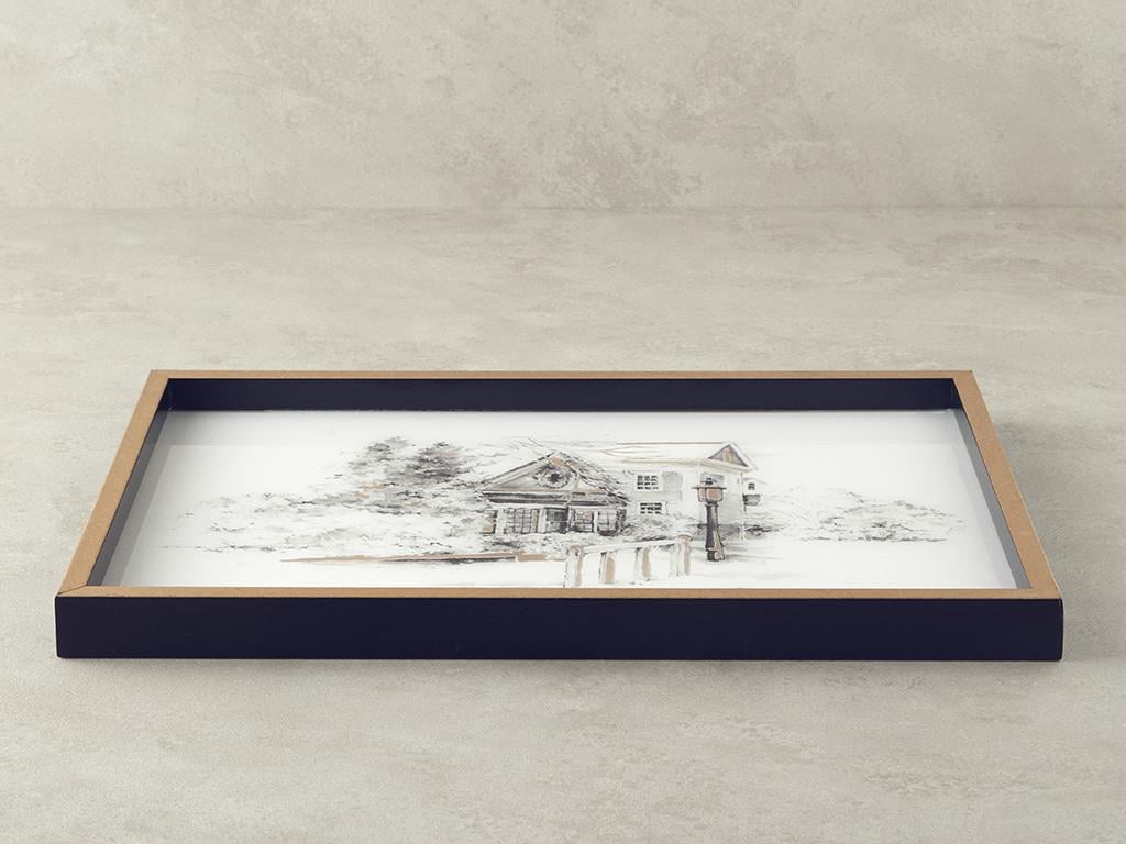 Winter Houses Dekoratif Tepsi Gold