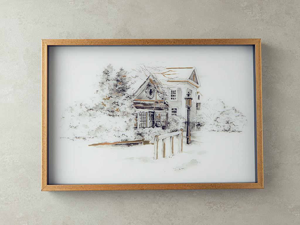 Winter Houses Dekoratif Tepsi Gold