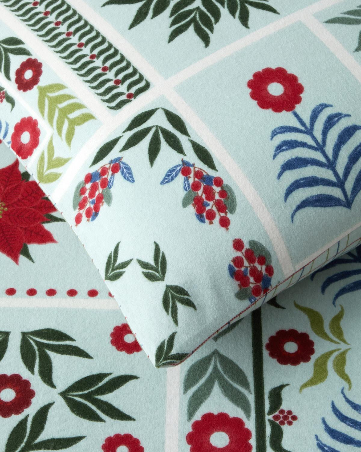 Winter Patch Flanel Çift Kişilik Nevresim Takımı 200x220 cm Açık Yeşil