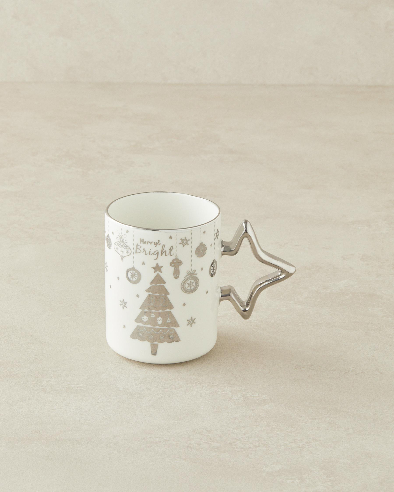 Winter Silver Star New Bone China Kupa 400 ml Silver