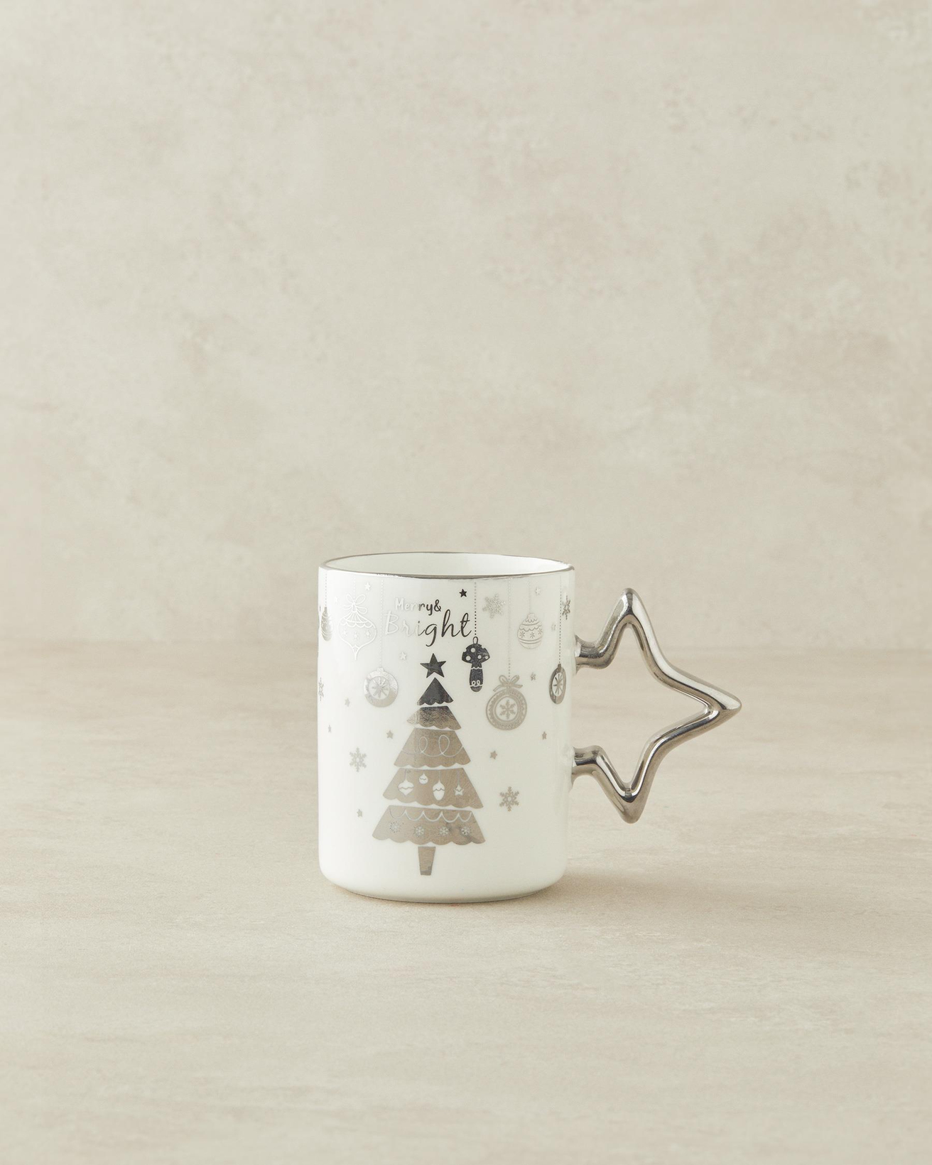 Winter Silver Star New Bone China Kupa 400 ml Silver