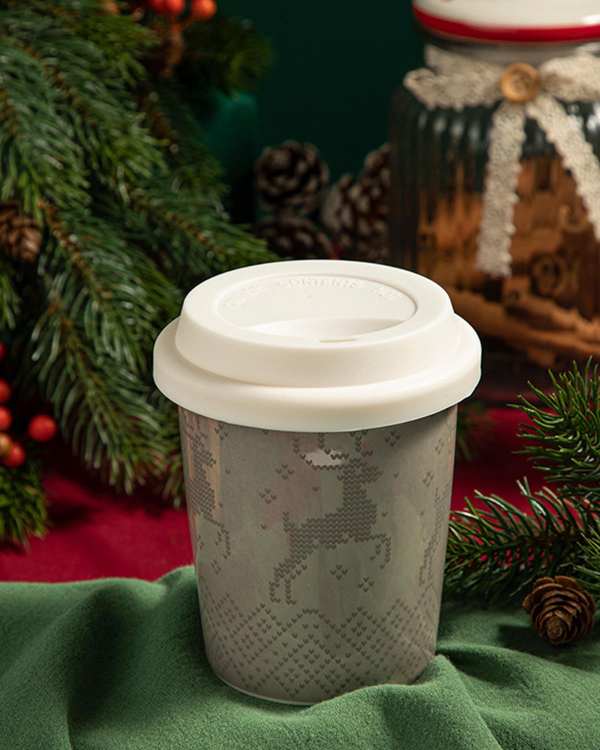 Winter Style New Bone Silikon Kapaklı Kupa 300 ml Gri