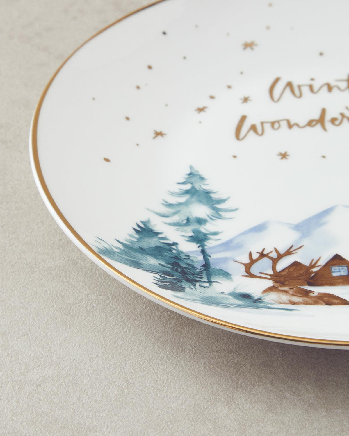 Winter Wonderland New Bone China Pasta Tabağı Gold