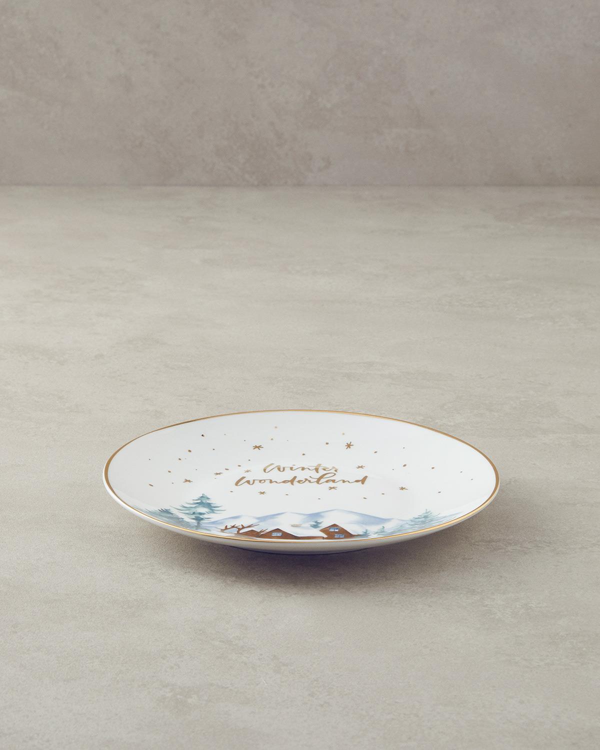 Winter Wonderland New Bone China Pasta Tabağı Gold