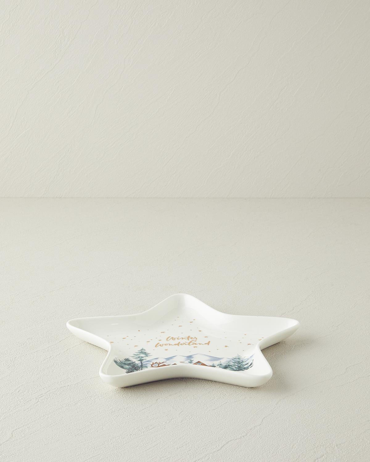 Winter Wonderland New Bone China Servis Tabağı 23x24 cm Beyaz