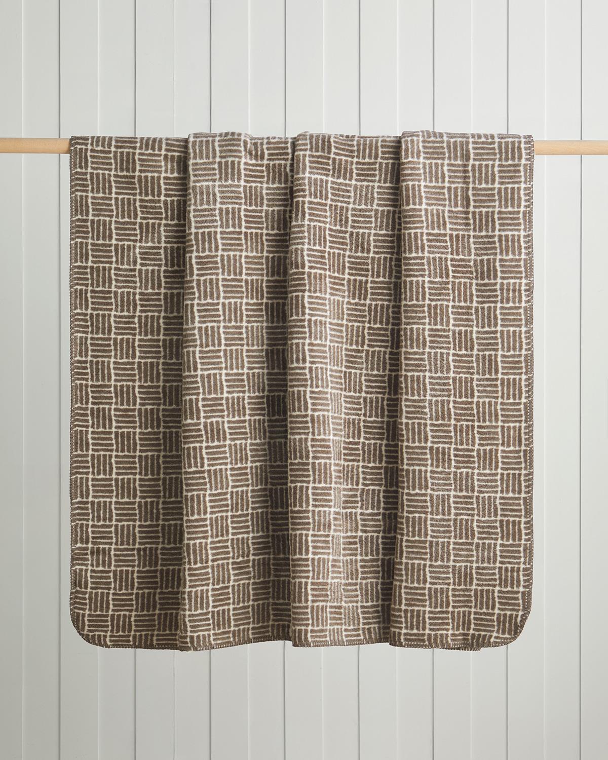 Woven Grid Pamuk Akrilik Çift Kişilik Battaniye 200x220 cm Kahverengi