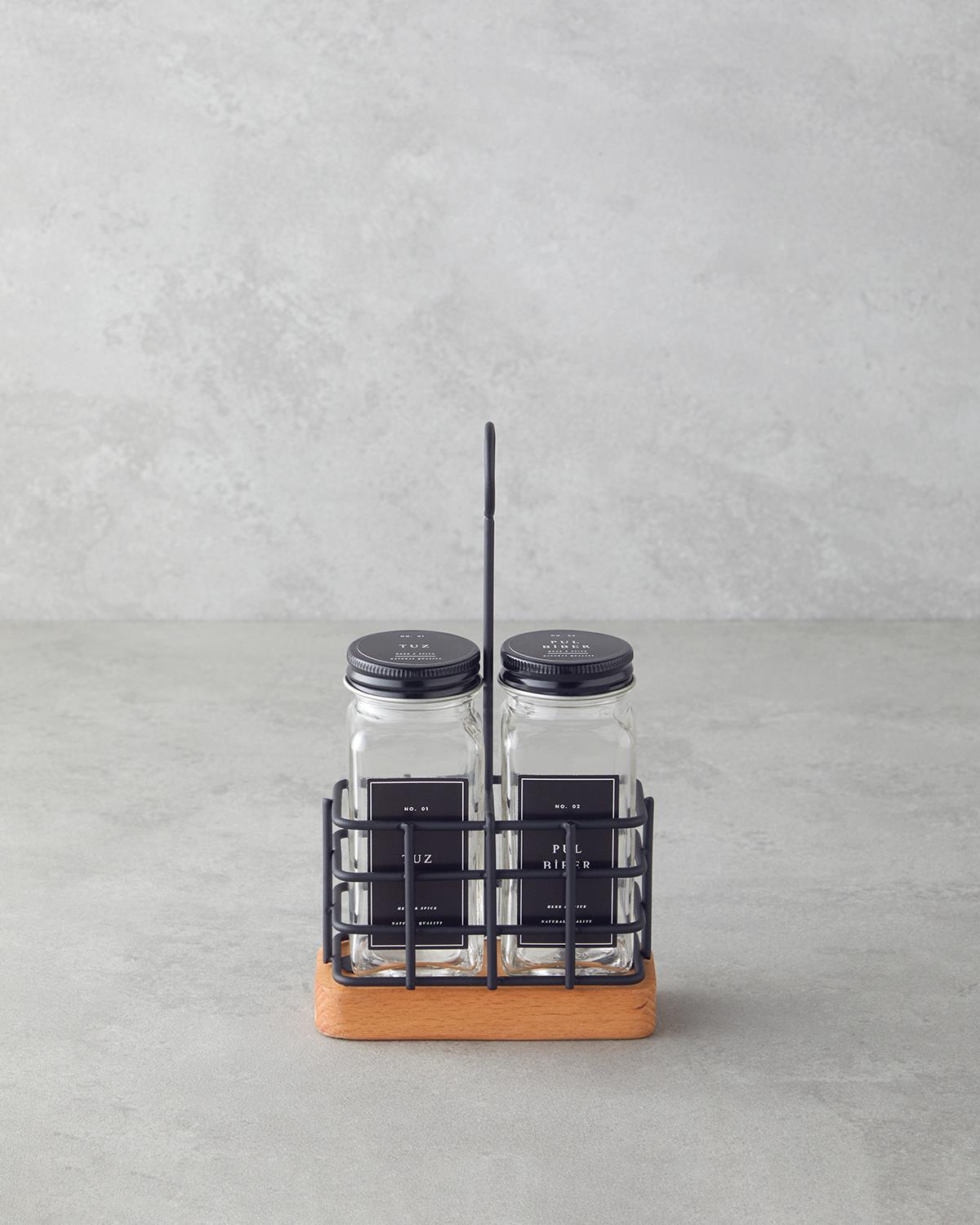 Zest Cam 2'li Tuzluk - Biberlik 20x11x5 cm Siyah