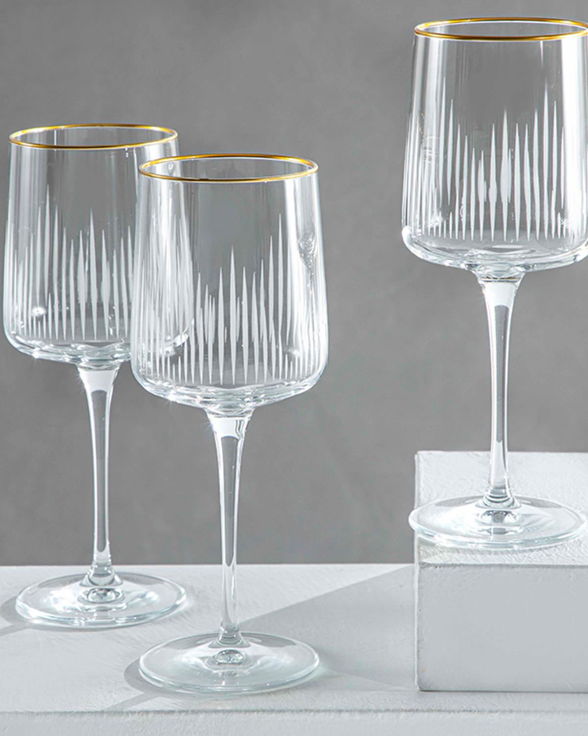 Zett 3'lü Cam Kadeh 320 Ml Gold