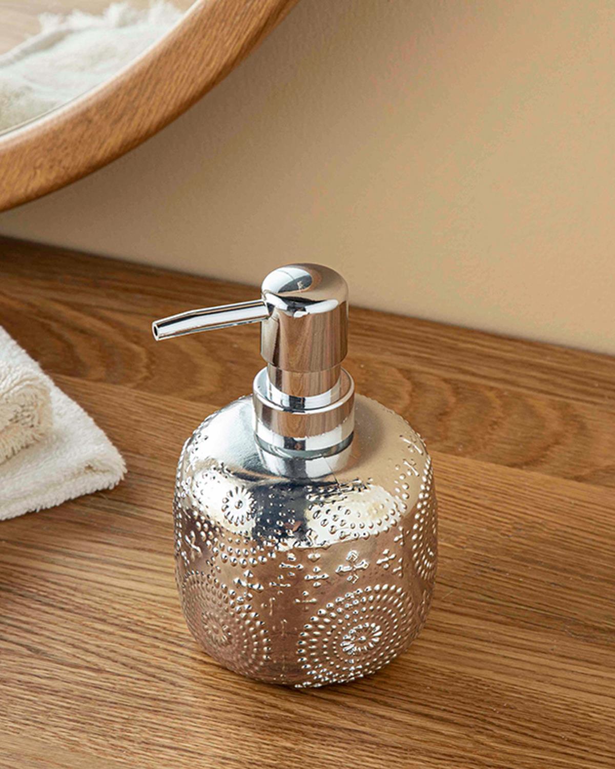 Zoe Cam Banyo Sıvı Sabunluk Silver