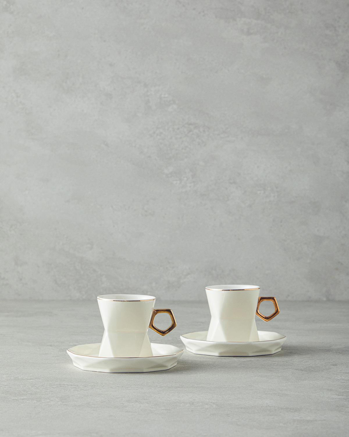 Axel New Bone China 12 Parça 6 Kişilik Kahve Fincan Takımı Beyaz