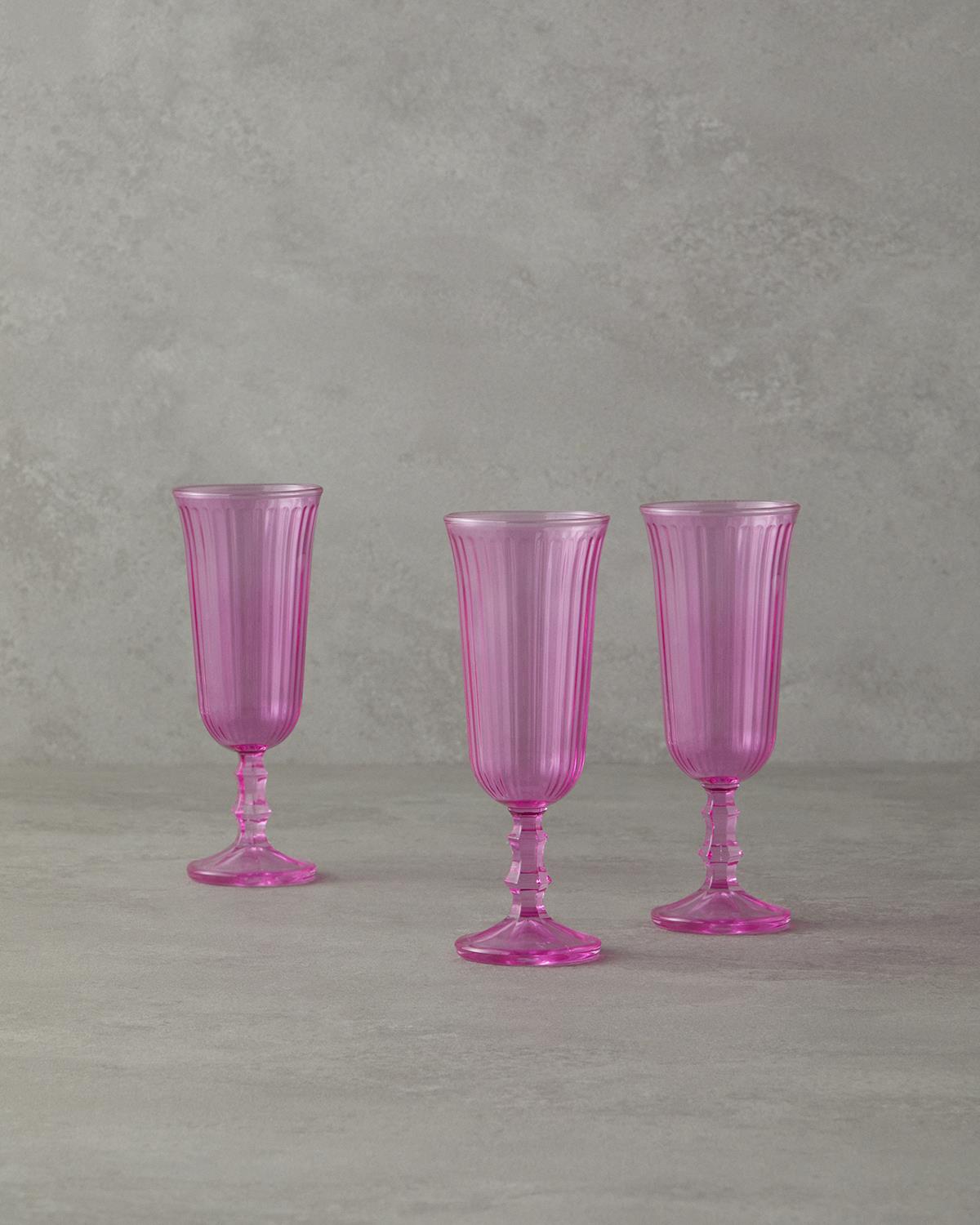 Carnival Cam 3'lü Kadeh 240 ml Pembe