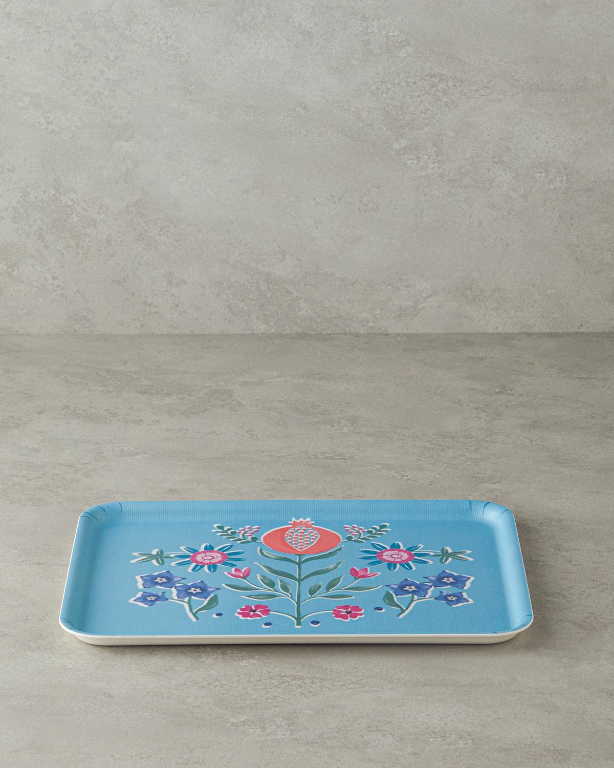 Carnival Tulip Melamin Kaydırmaz Tepsi 27x36 cm Mavi