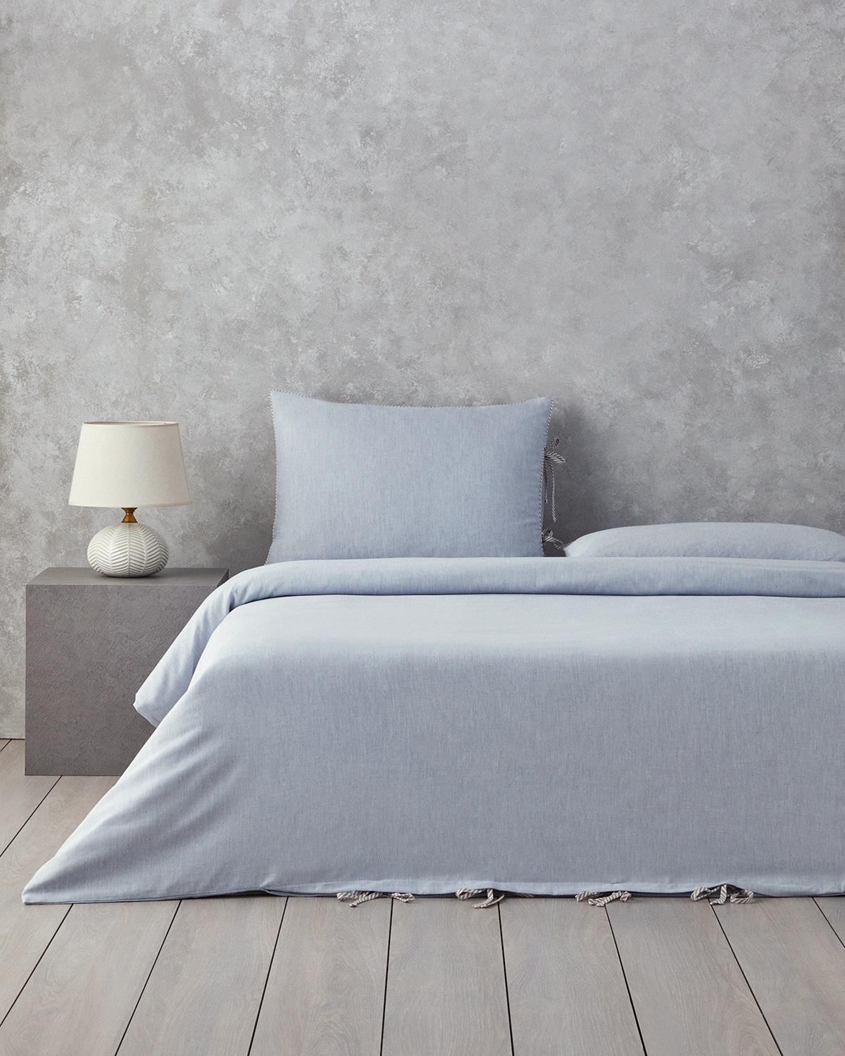 Comfy Plain King Size Nevresim Takımı Mavi - Bej