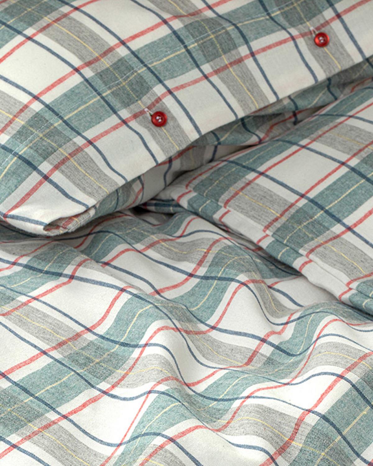 Cozy Plaid Winter Soft Super King Nevresim Takımı Yeşil