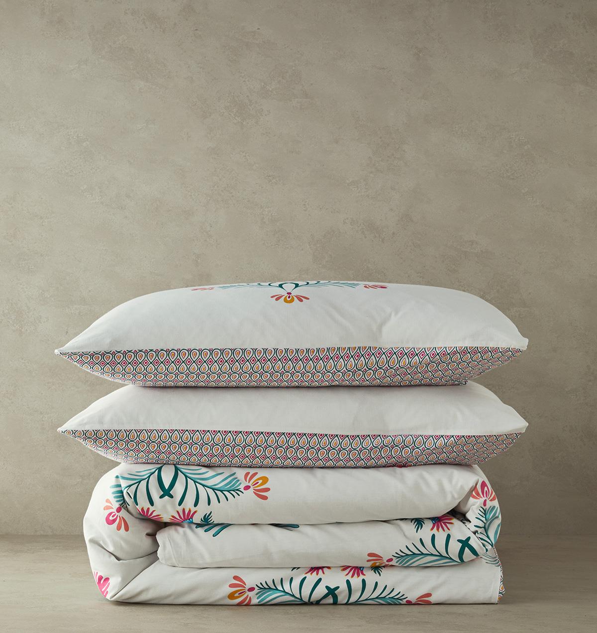 Folk Bouquet King Size Nevresim Seti Yeşil