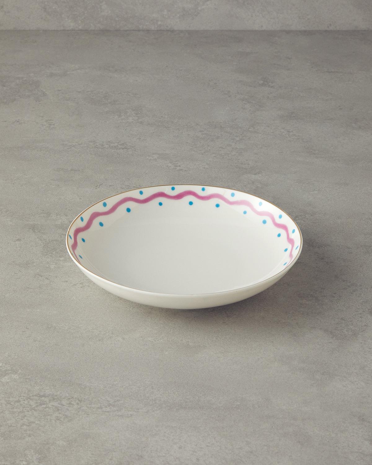 Fuchsia Carny Bone Porselen Çukur Tabak 20 cm Fuşya-Mavi