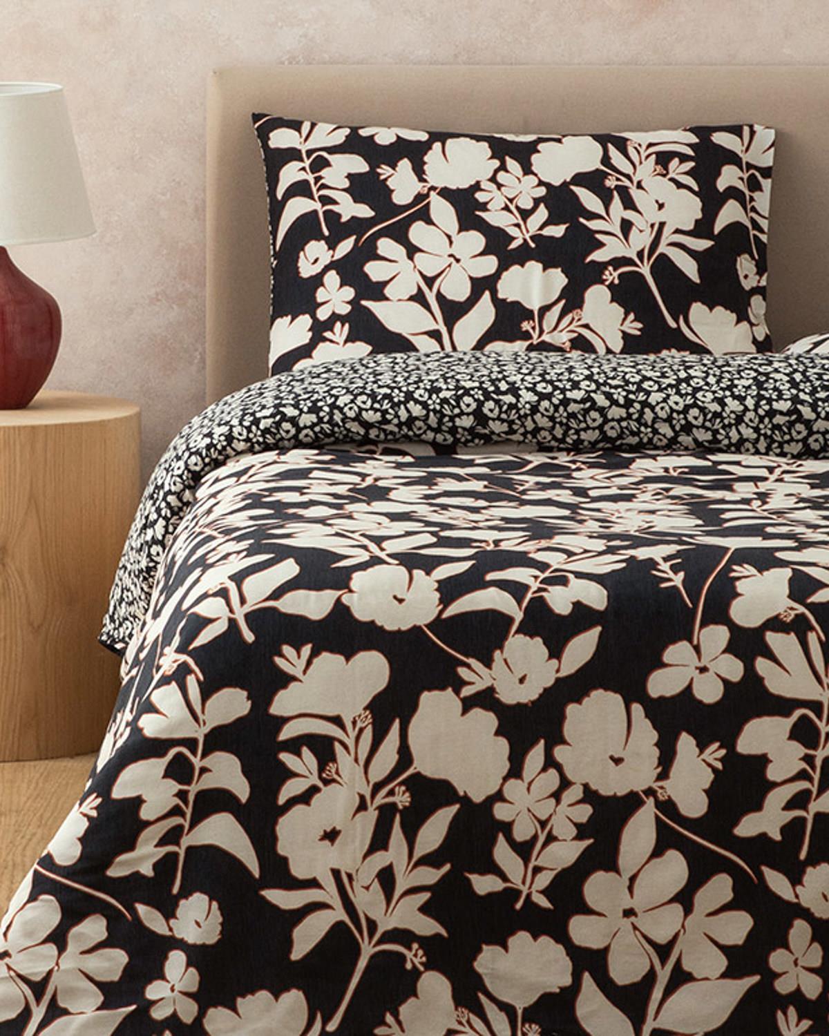 Grandiflora Dijital Baskılı Soft Cotton Çift Kişilik Nevresim Seti Antrasit- Terracotta