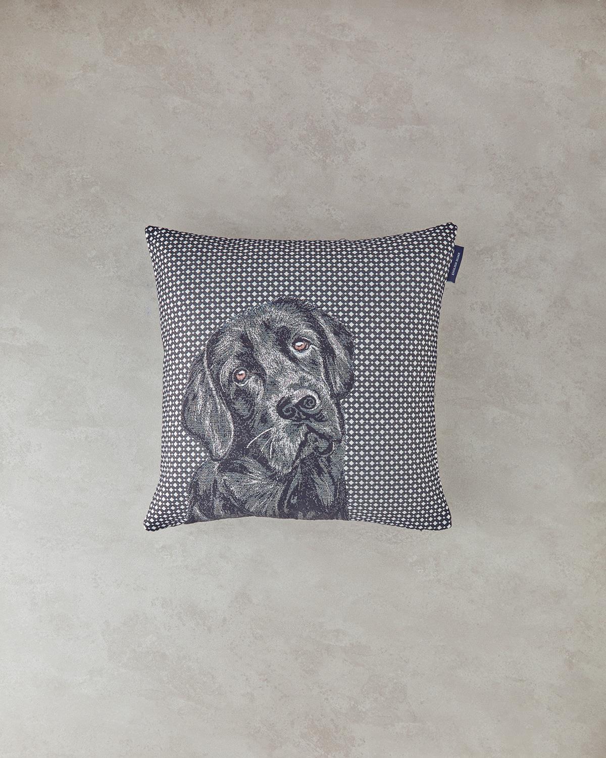 Labrador Goblen Kırlent Kılıfı Siyah