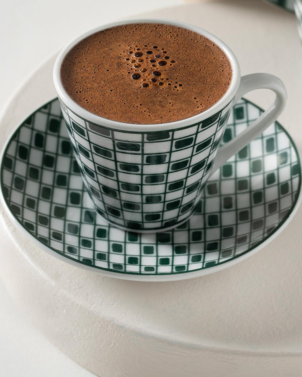 Valda Porselen 4 Parça 2 Kişilik Kahve Fincan Takımı Yeşil