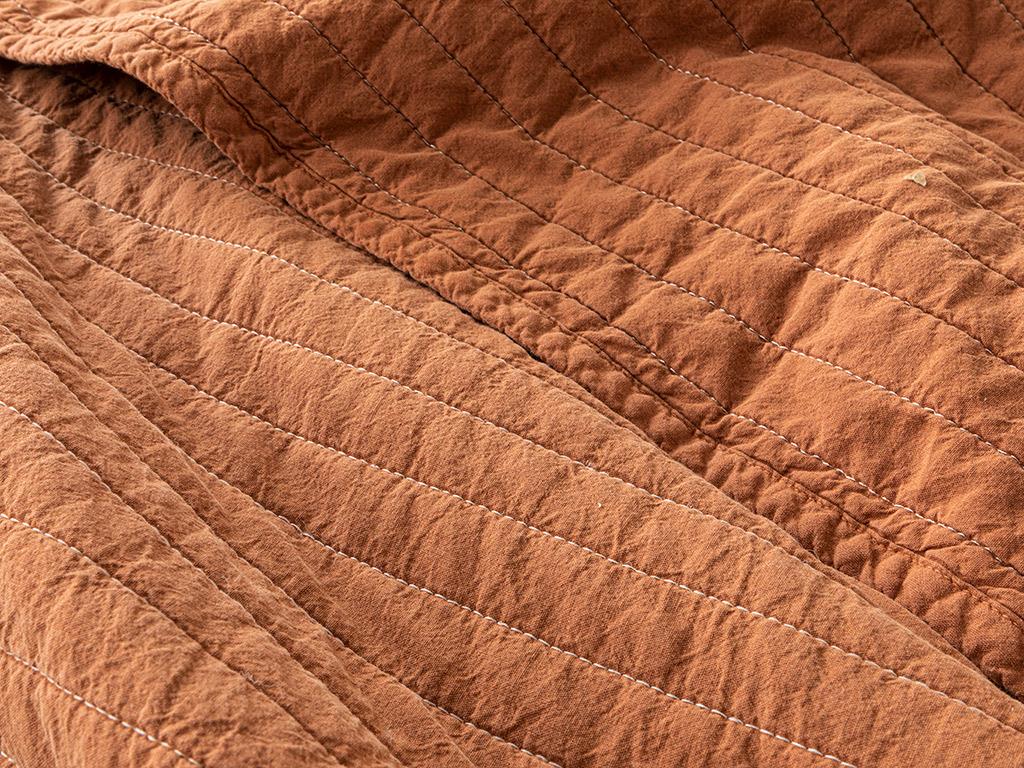  Ancient Stripe Kapitoneli Antik Boyama Tek Kişilik Yatak Örtüsü Takımı Terracotta