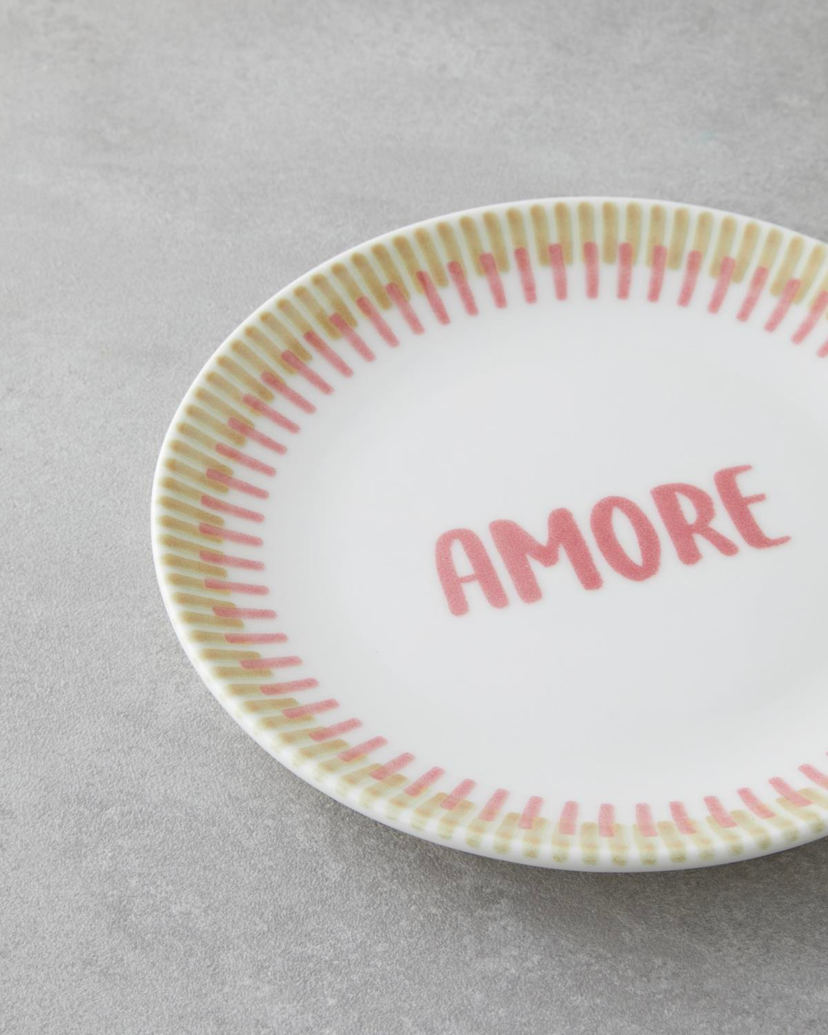 Amore Porselen 6'lı Pasta Tabağı 19 cm Pembe - Yeşil