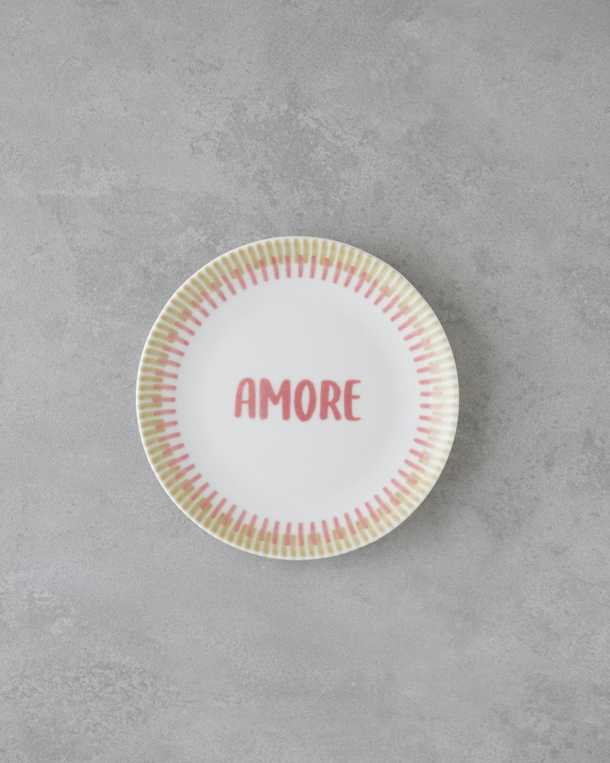 Amore Porselen 6'lı Pasta Tabağı 19 cm Pembe - Yeşil