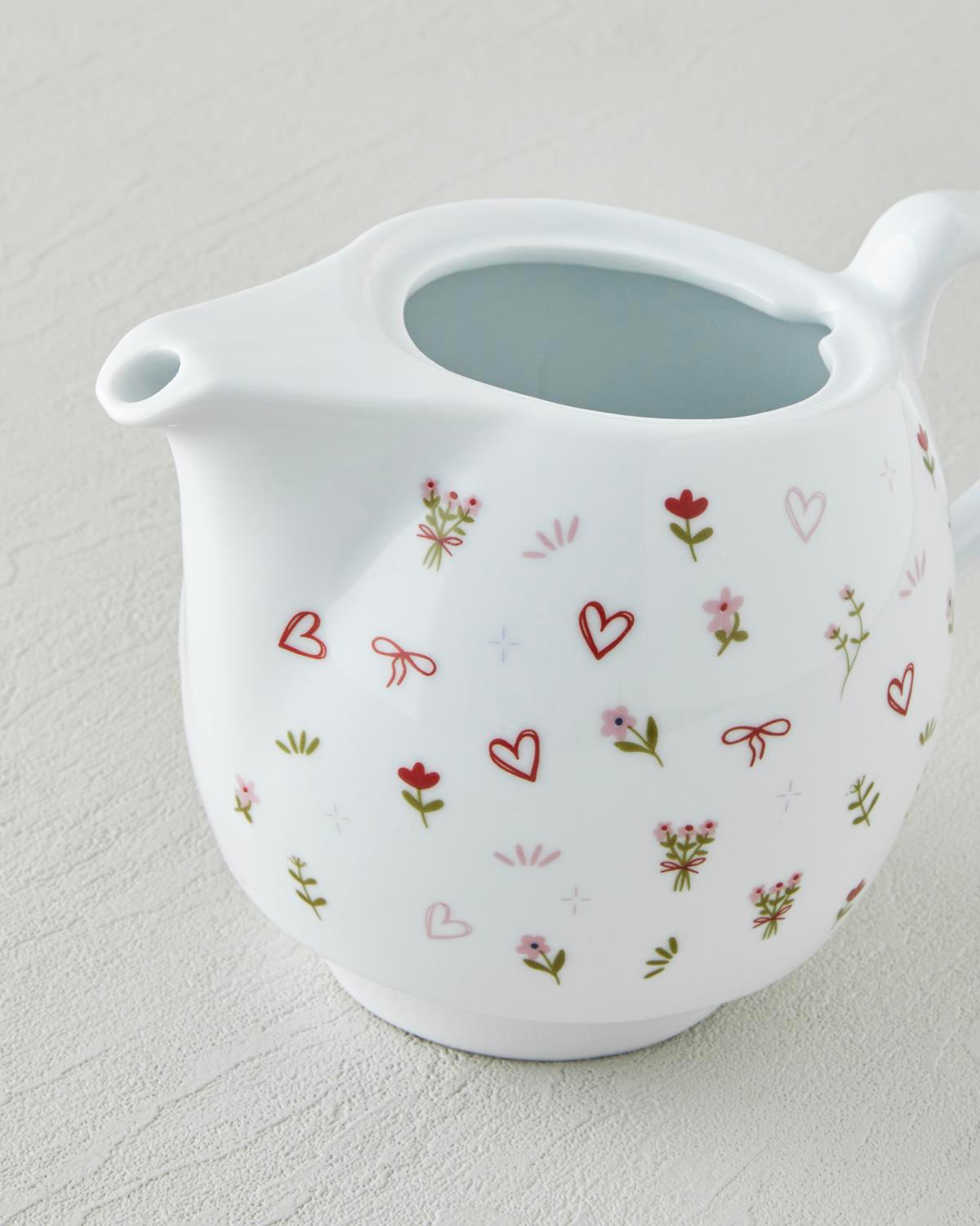 Amour Porselen Isıtıcılı Demlik Seti 850 ml Beyaz