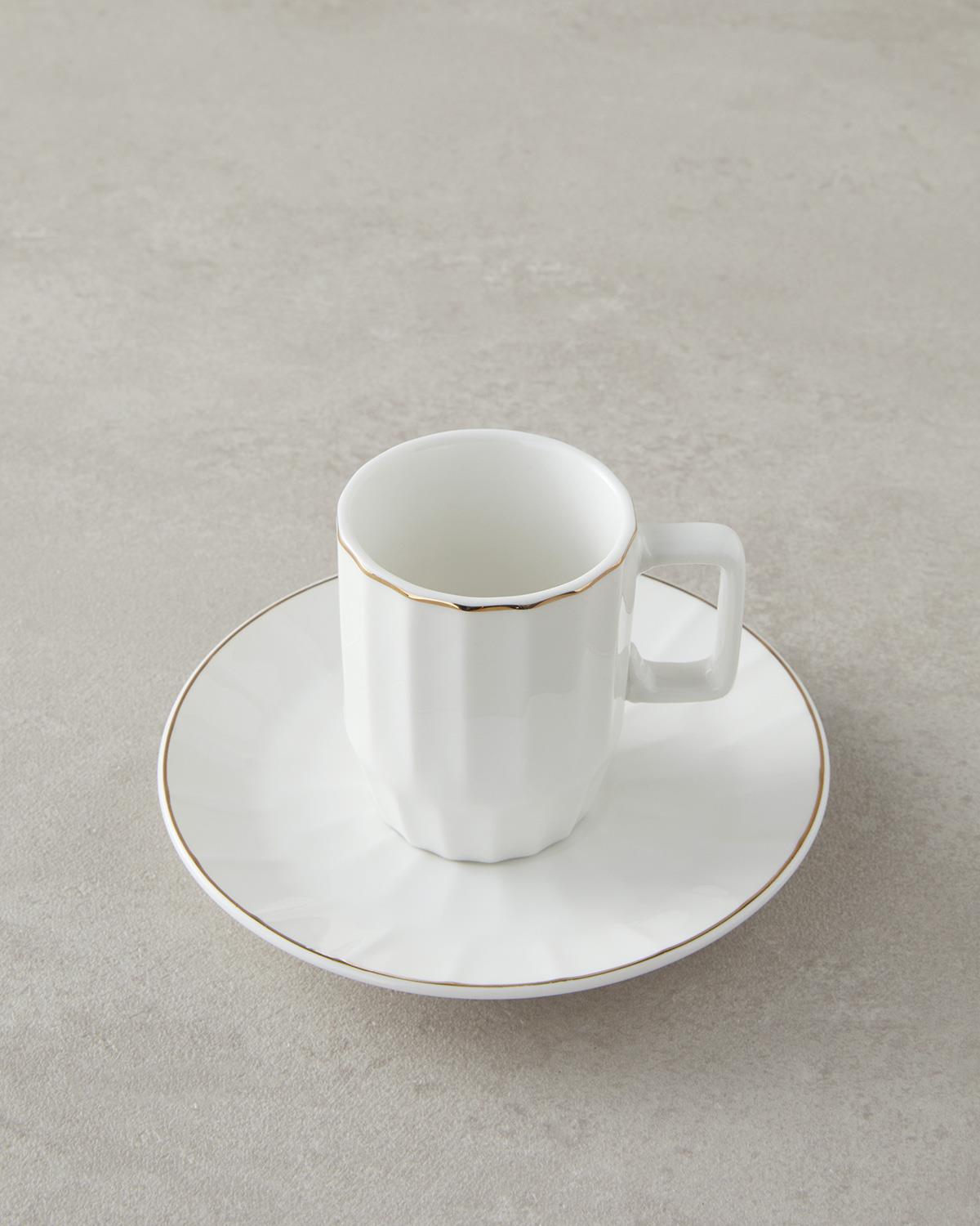 Angely New Bone China 4 Parça 2 Kişilik Kahve Fincan Takımı Beyaz
