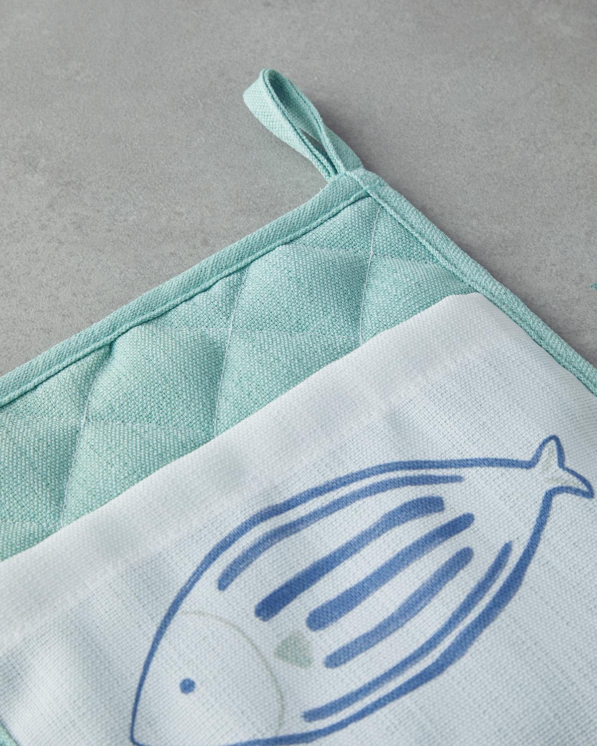 Aqualuna Polyester 2'li Mutfak Seti 17x30 Cm + 20x20 Cm Mavi - Yeşil