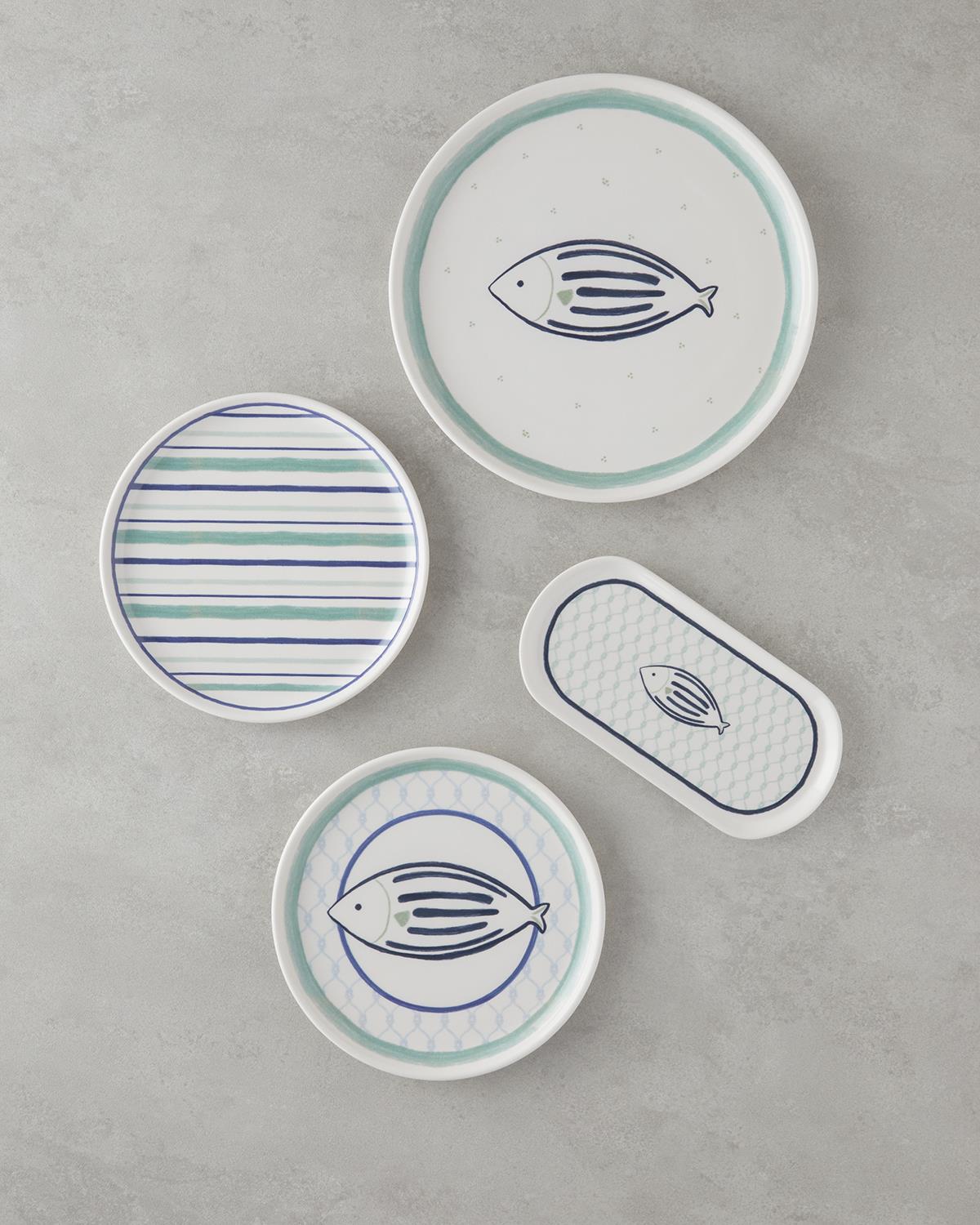 Aqualuna Seramik Pasta Tabağı 20 cm Mavi-yeşil