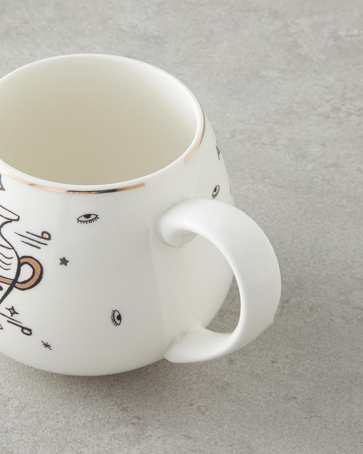 Aquarius New Bone China Kupa 325 ml Siyah-Beyaz-Gold