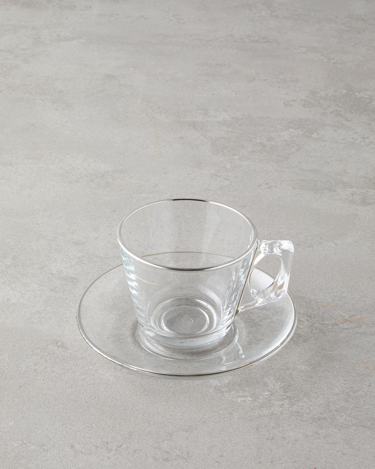 Aria Cam 4 Parça 2 Kişilik Çay Fincanı Takımı 195 ml Silver