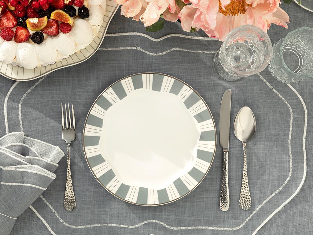 Arzu Sabancı Grace New Bone Pasta Tabağı Beyaz - Gri