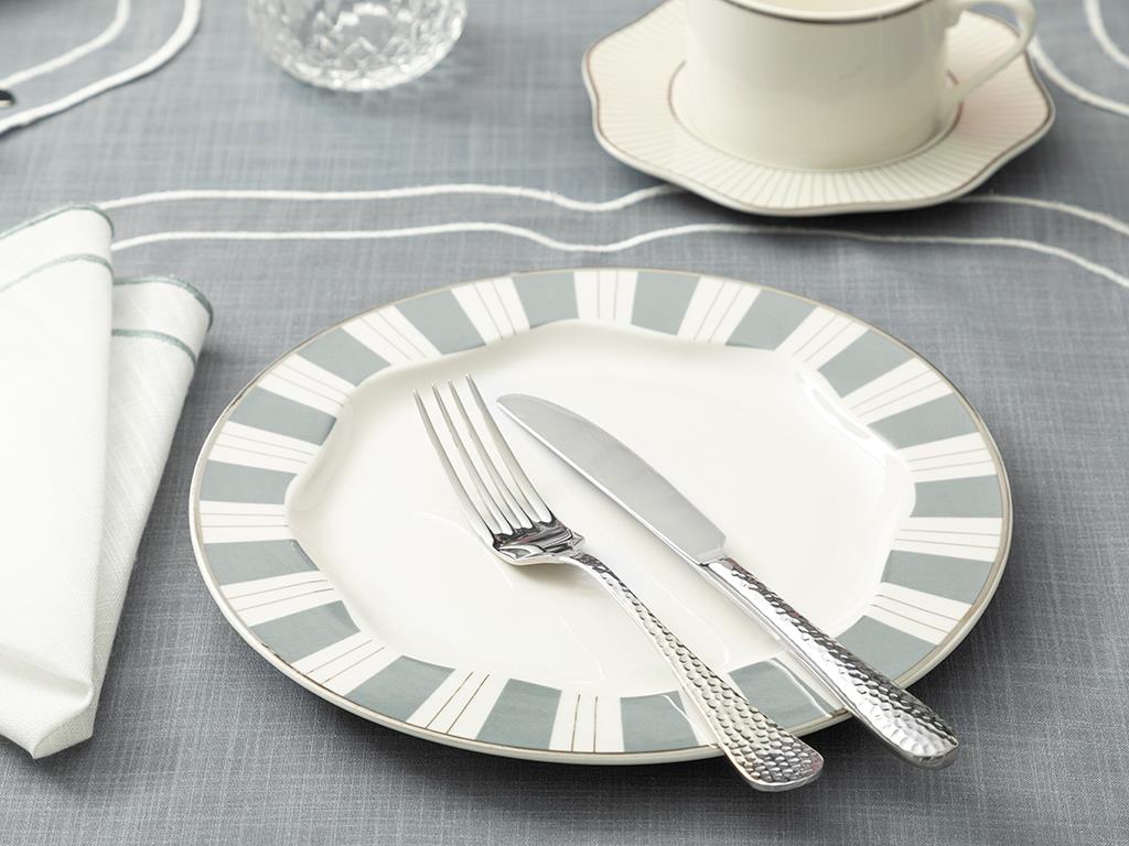 Arzu Sabancı Grace New Bone Pasta Tabağı Beyaz - Gri