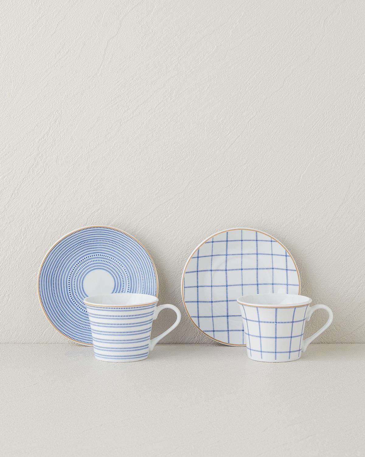 Ashley Porselen 4 Parça 2 Kişilik Kahve Fincan Takımı Mavi