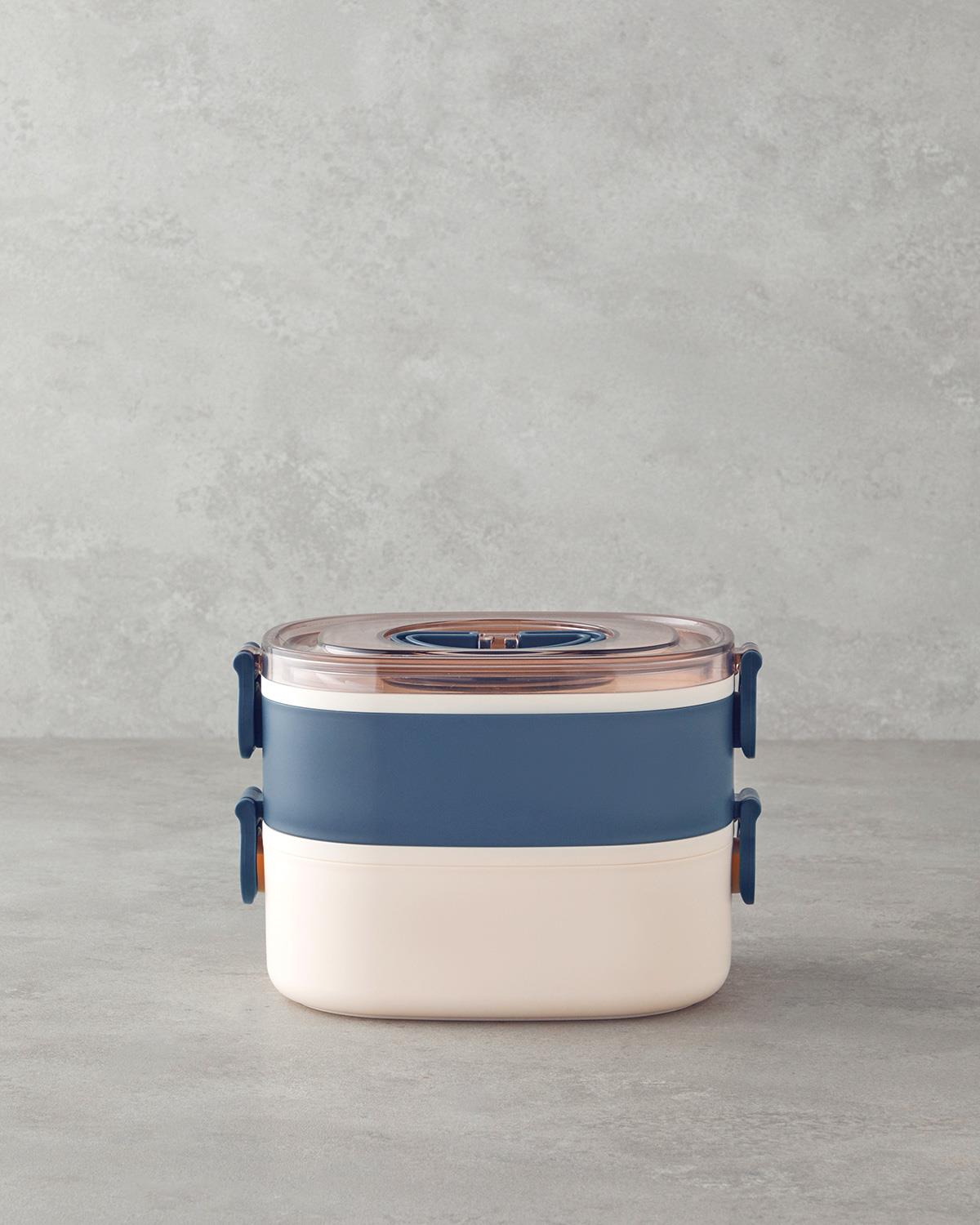 Audrey Paslanmaz Çelik 8 Parça Lunch Box 1900 ml Lacivert