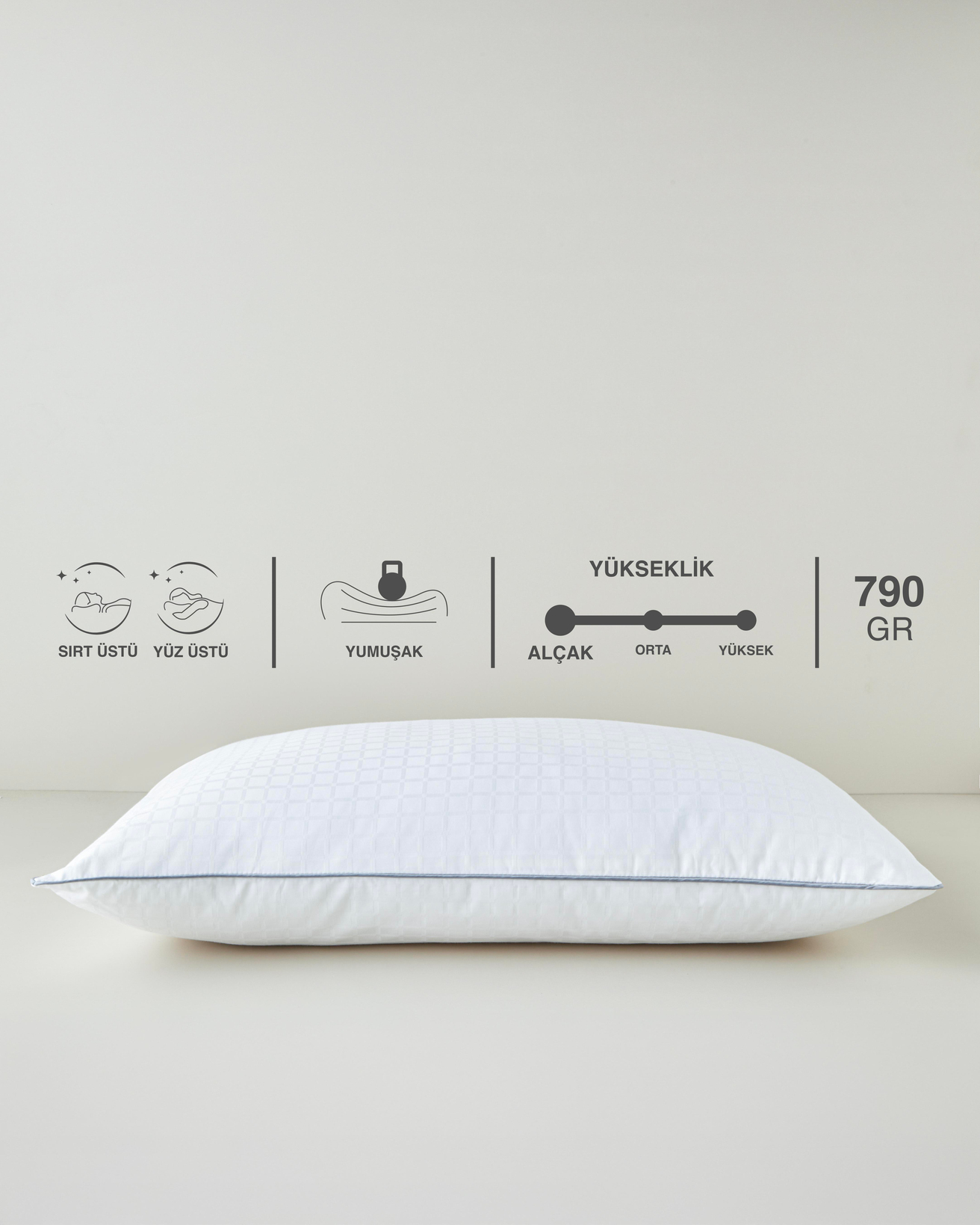 Aura Boncuk Elyaf Yastık 50x70 cm Gri