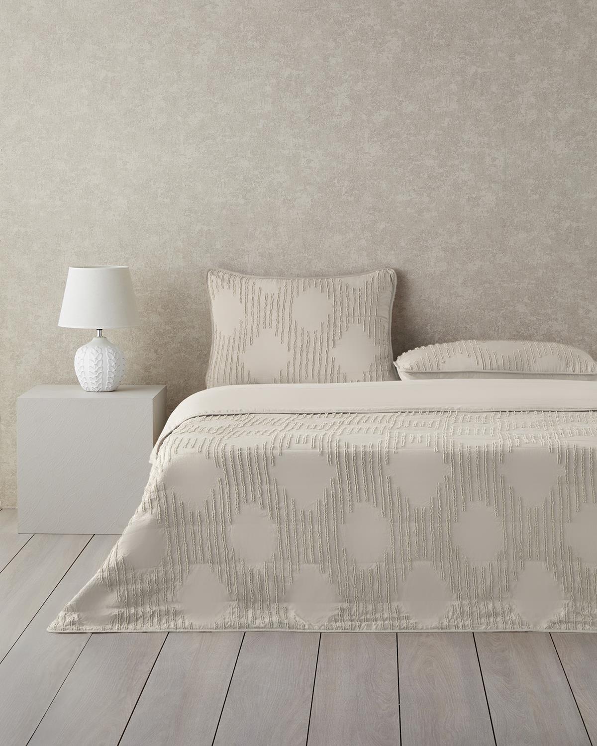 Axis Kesmeli Tek Kişilik Yatak Örtüsü Takımı 160x220 cm Krem