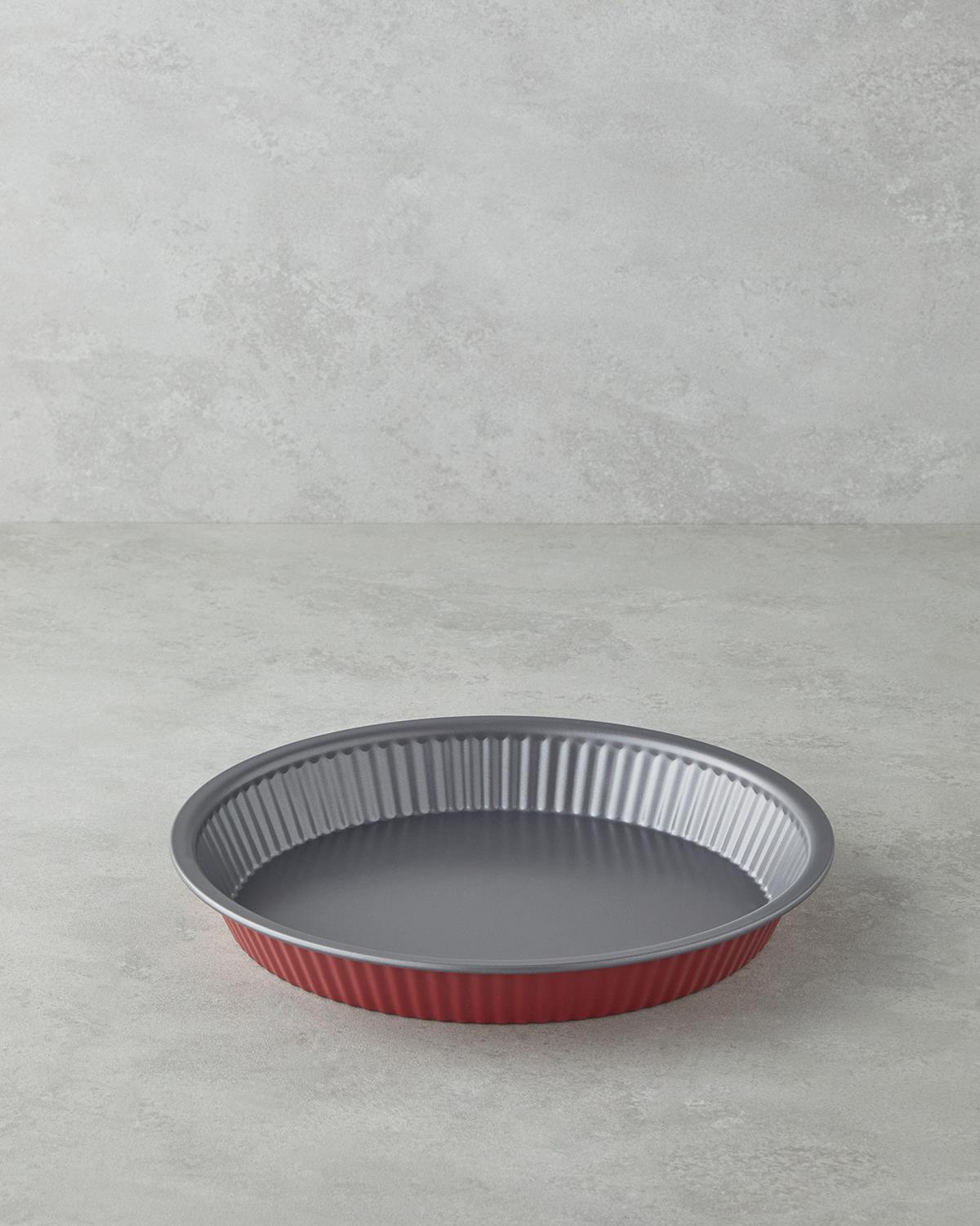 Karbon Çelik Tart Kek Kalıbı 28 x 4 cm Kırmızı