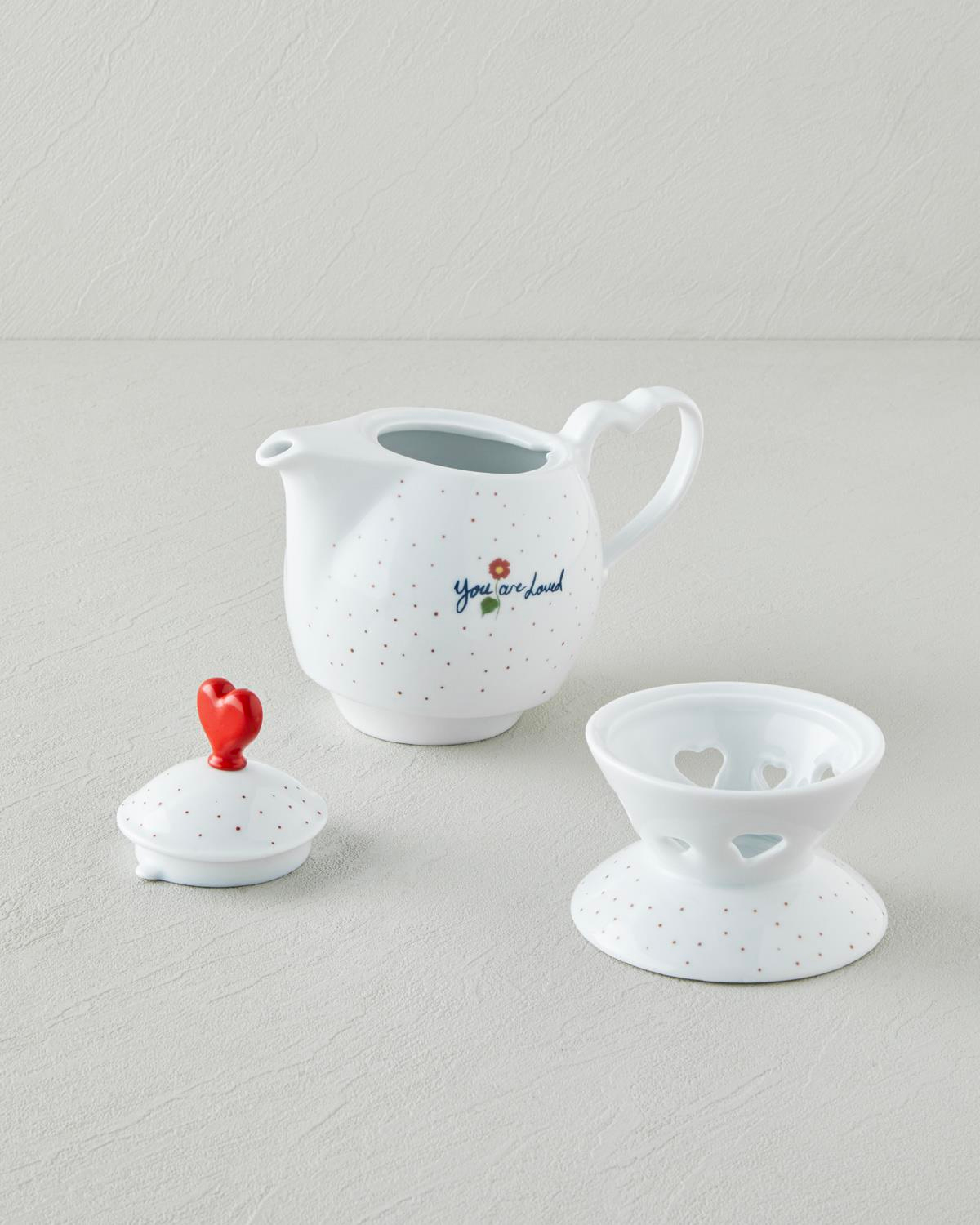 Beloved Porselen Isıtıcılı Demlik Seti 850 ml Beyaz