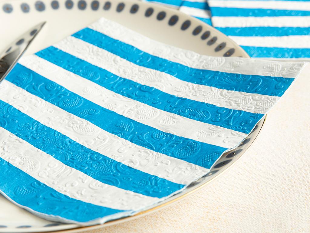 Big Stripes Kağıt 20'li Kağıt Peçete Mavi