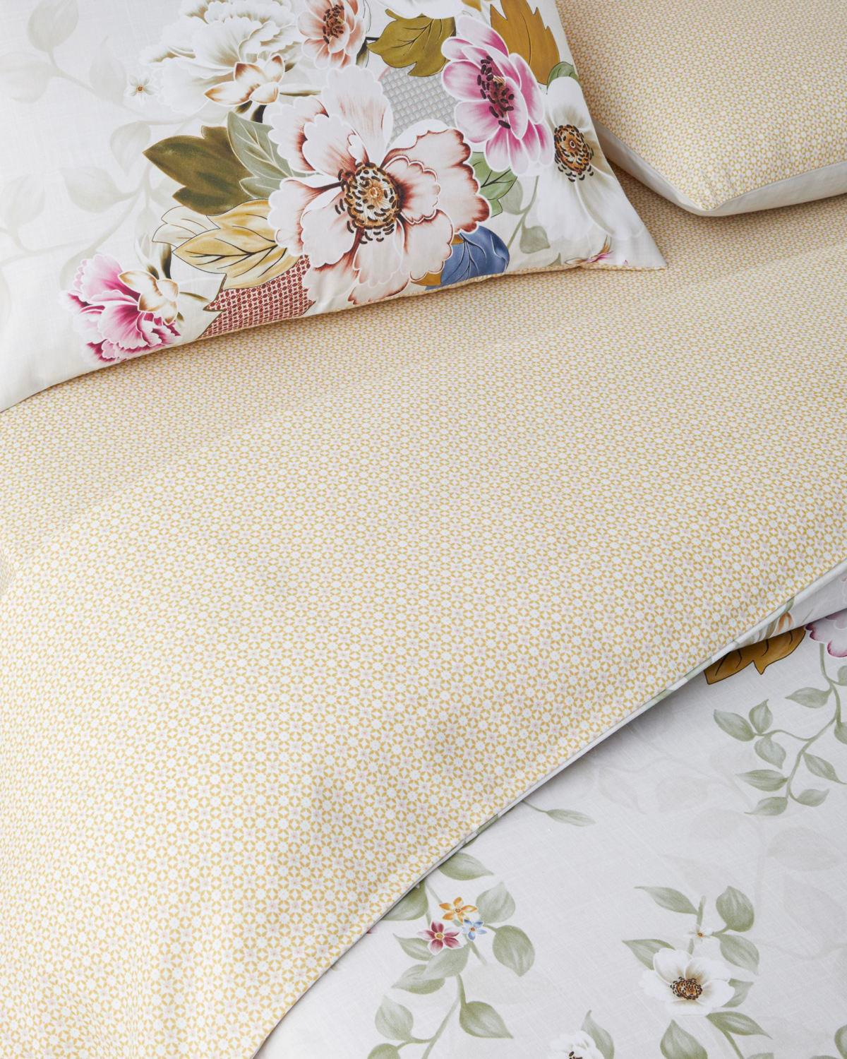 Bloomora Dijital Baskılı Kolay Ütülenir  Çift Kişilik Nevresim Takımı 200x220 cm Bej-Sarı