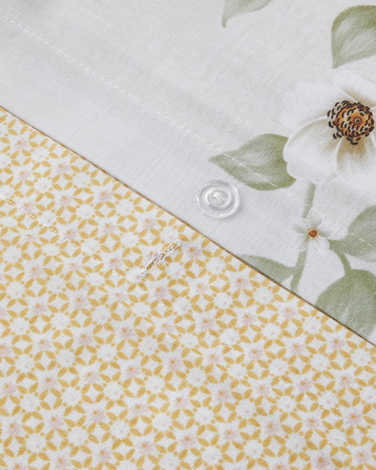 Bloomora Dijital Baskılı Kolay Ütülenir  Çift Kişilik Nevresim Takımı 200x220 cm Bej-Sarı