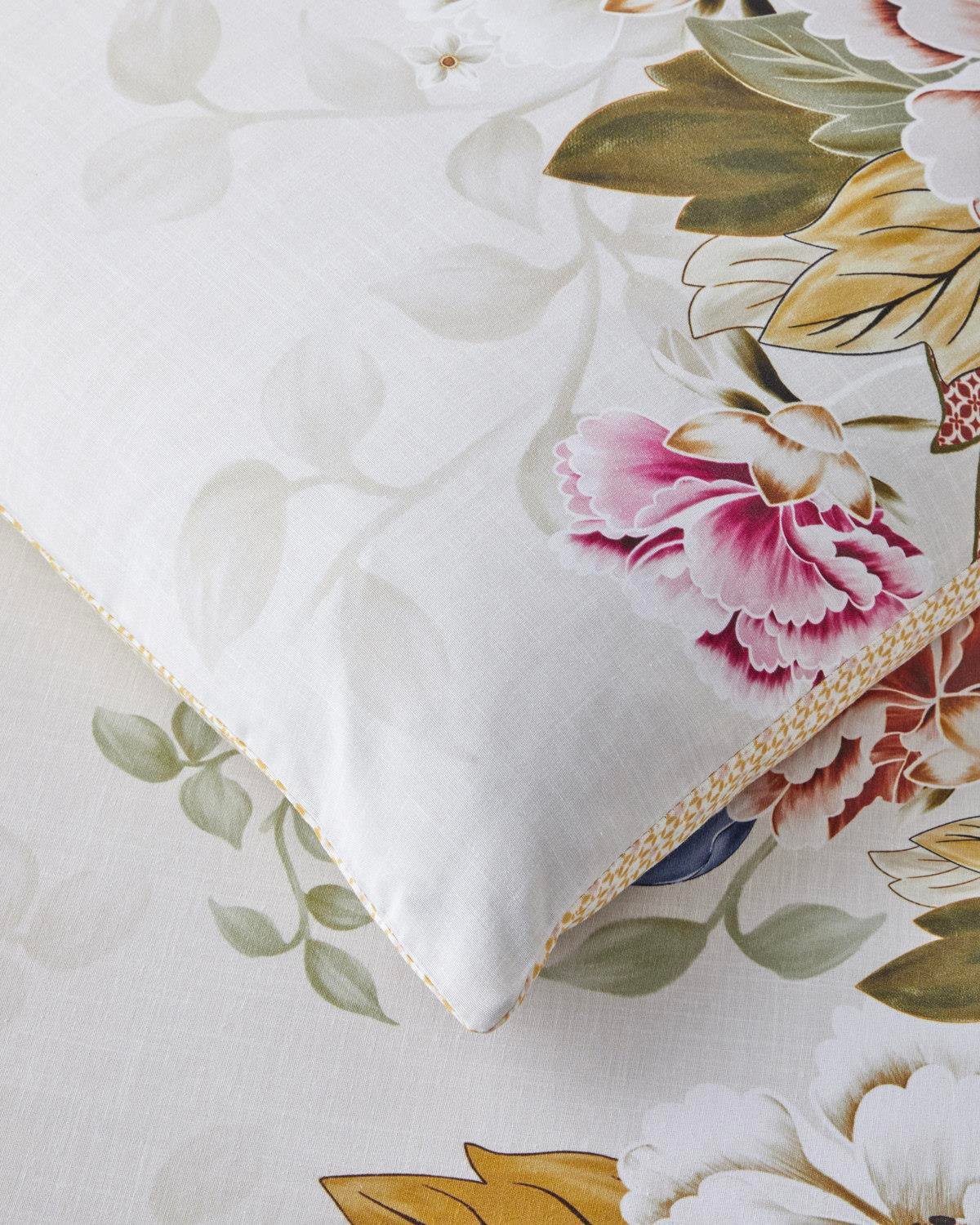 Bloomora Dijital Baskılı Kolay Ütülenir  Çift Kişilik Nevresim Takımı 200x220 cm Bej-Sarı