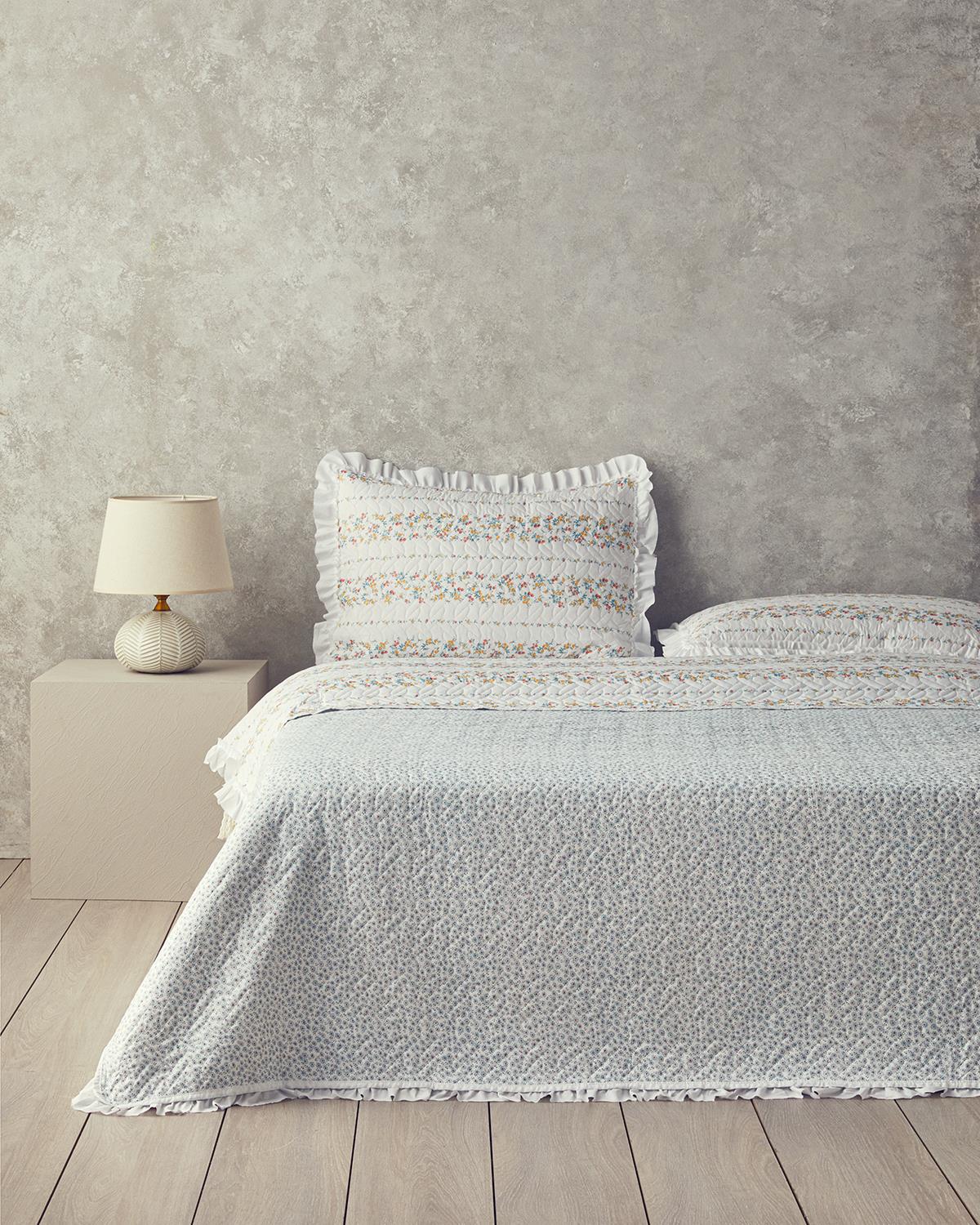 Bloomy Stripe King Size Yatak Örtüsü Takımı Turuncu